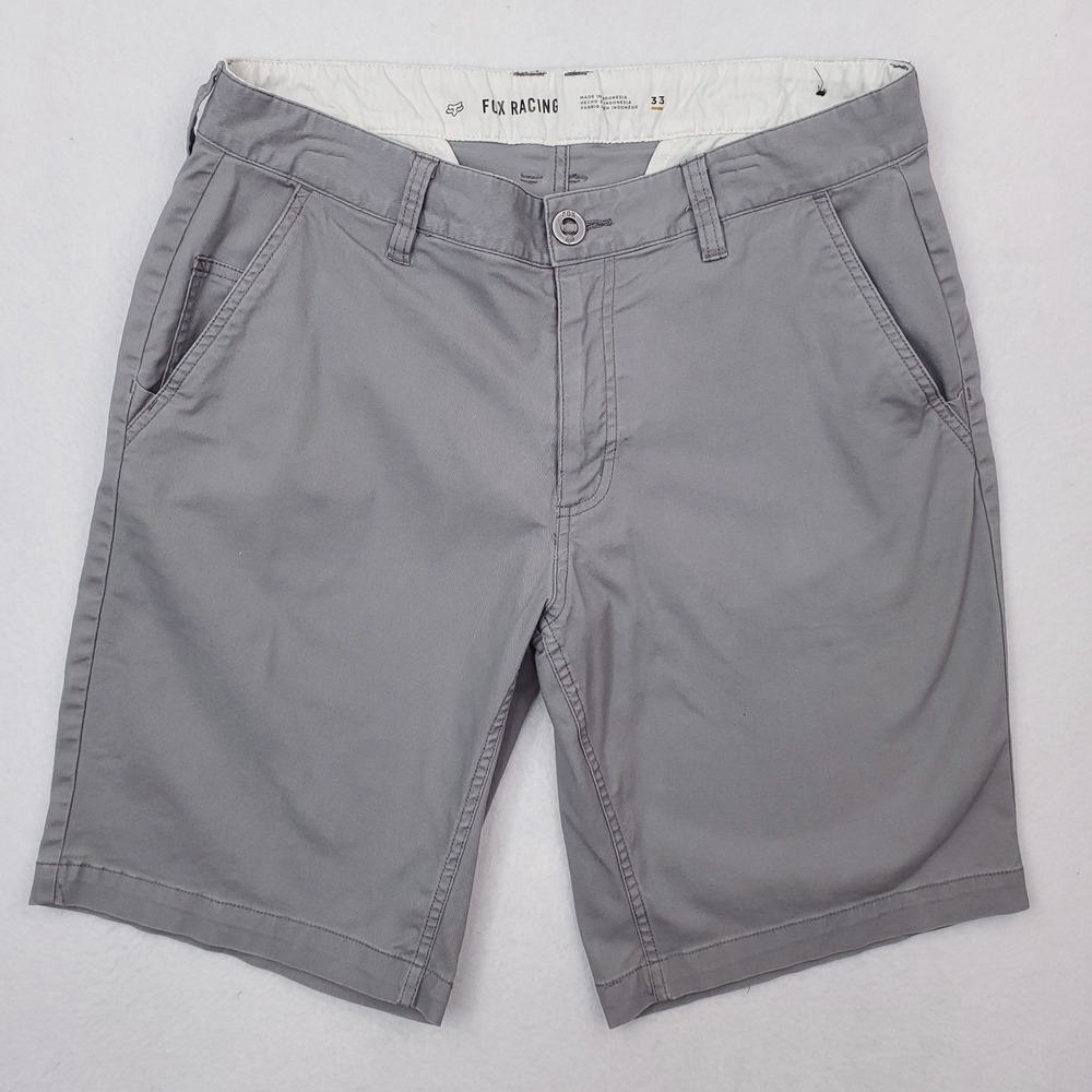 Fox Racing‎ Shorts Mens 33 Gray Chino Flat Front 10 Inch Casual Streetwear